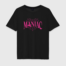 Мужская футболка хлопок Oversize с принтом Maniac   stray kids в Кировске, 100% хлопок | свободный крой, круглый ворот, “спинка” длиннее передней части | 