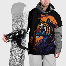 Накидка на куртку 3D с принтом Дикий тигр   минимализм , 100% полиэстер |  | 