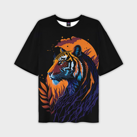 Мужская футболка oversize 3D с принтом Дикий тигр   минимализм в Тюмени,  |  | 