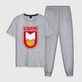 Мужская пижама хлопок с принтом Old school logo в Екатеринбурге, 100% хлопок | брюки и футболка прямого кроя, без карманов, на брюках мягкая резинка на поясе и по низу штанин
 | Тематика изображения на принте: 