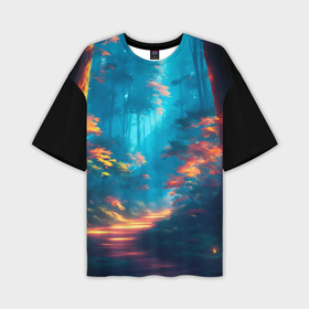 Мужская футболка oversize 3D с принтом Утренняя тропа в лесу в Санкт-Петербурге,  |  | Тематика изображения на принте: 