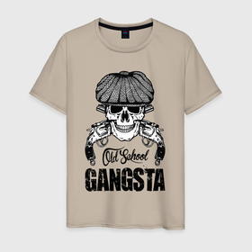 Мужская футболка хлопок с принтом Old school gangsta в Новосибирске, 100% хлопок | прямой крой, круглый вырез горловины, длина до линии бедер, слегка спущенное плечо. | 