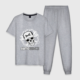 Мужская пижама хлопок с принтом Auto mechanic в Тюмени, 100% хлопок | брюки и футболка прямого кроя, без карманов, на брюках мягкая резинка на поясе и по низу штанин
 | Тематика изображения на принте: 