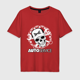 Мужская футболка хлопок Oversize с принтом Auto mechanic в Тюмени, 100% хлопок | свободный крой, круглый ворот, “спинка” длиннее передней части | Тематика изображения на принте: 