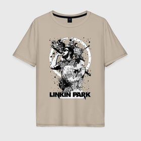 Мужская футболка хлопок Oversize с принтом Linkin Park all в Новосибирске, 100% хлопок | свободный крой, круглый ворот, “спинка” длиннее передней части | 