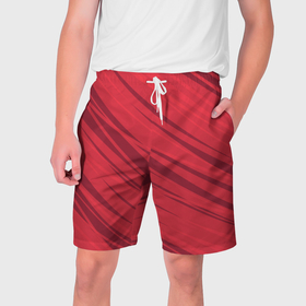 Мужские шорты 3D с принтом Диагональные полосы красный в Курске,  полиэстер 100% | прямой крой, два кармана без застежек по бокам. Мягкая трикотажная резинка на поясе, внутри которой широкие завязки. Длина чуть выше колен | 