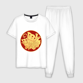 Мужская пижама хлопок с принтом Фукухара Тайра Total War: Shogun 2 в Санкт-Петербурге, 100% хлопок | брюки и футболка прямого кроя, без карманов, на брюках мягкая резинка на поясе и по низу штанин
 | 