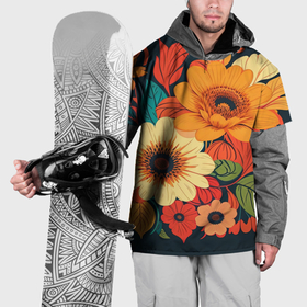 Накидка на куртку 3D с принтом Цветочное ассорти , 100% полиэстер |  | Тематика изображения на принте: 