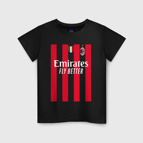 Детская футболка хлопок с принтом Рафаэль Леао ФК Милан форма 22 23 домашняя в Белгороде, 100% хлопок | круглый вырез горловины, полуприлегающий силуэт, длина до линии бедер | 