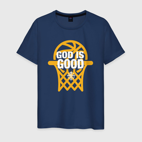 Мужская футболка хлопок с принтом Basketball god is good в Новосибирске, 100% хлопок | прямой крой, круглый вырез горловины, длина до линии бедер, слегка спущенное плечо. | Тематика изображения на принте: 