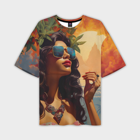 Мужская футболка oversize 3D с принтом Гавайская девушка в Курске,  |  | 