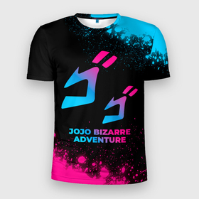 Мужская футболка 3D Slim с принтом JoJo Bizarre Adventure   neon gradient , 100% полиэстер с улучшенными характеристиками | приталенный силуэт, круглая горловина, широкие плечи, сужается к линии бедра | Тематика изображения на принте: 