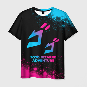 Мужская футболка 3D с принтом JoJo Bizarre Adventure   neon gradient , 100% полиэфир | прямой крой, круглый вырез горловины, длина до линии бедер | Тематика изображения на принте: 