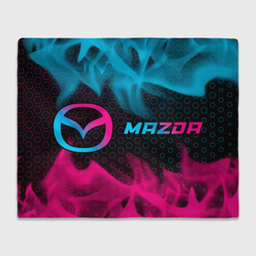 Плед 3D с принтом Mazda   neon gradient: надпись и символ в Тюмени, 100% полиэстер | закругленные углы, все края обработаны. Ткань не мнется и не растягивается | 