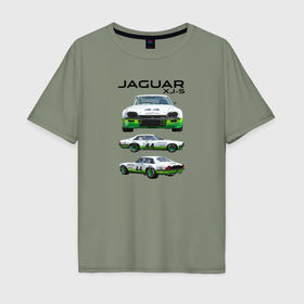 Мужская футболка хлопок Oversize с принтом Jaguar постер обложка журнала в Курске, 100% хлопок | свободный крой, круглый ворот, “спинка” длиннее передней части | 