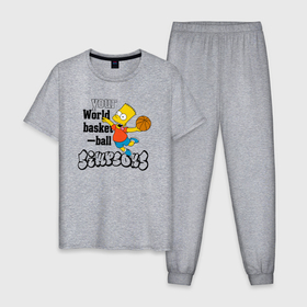 Мужская пижама хлопок с принтом Баскетболист Барт в Екатеринбурге, 100% хлопок | брюки и футболка прямого кроя, без карманов, на брюках мягкая резинка на поясе и по низу штанин
 | 