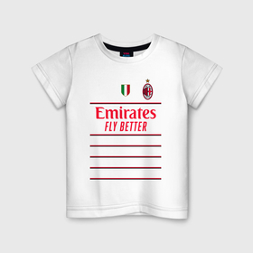 Детская футболка хлопок с принтом Рафаэль Леао ФК Милан форма 22 23 гостевая , 100% хлопок | круглый вырез горловины, полуприлегающий силуэт, длина до линии бедер | Тематика изображения на принте: 