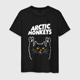 Мужская футболка хлопок с принтом Arctic Monkeys rock cat , 100% хлопок | прямой крой, круглый вырез горловины, длина до линии бедер, слегка спущенное плечо. | 