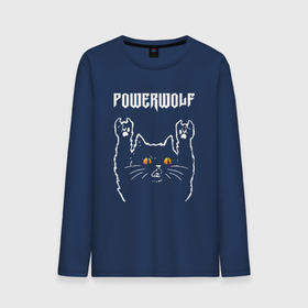 Мужской лонгслив хлопок с принтом Powerwolf rock cat в Екатеринбурге, 100% хлопок |  | 