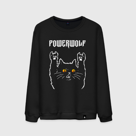 Мужской свитшот хлопок с принтом Powerwolf rock cat в Екатеринбурге, 100% хлопок |  | Тематика изображения на принте: 