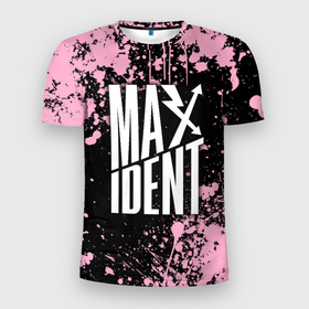 Мужская футболка 3D Slim с принтом Stray kids   pink maxident в Петрозаводске, 100% полиэстер с улучшенными характеристиками | приталенный силуэт, круглая горловина, широкие плечи, сужается к линии бедра | 
