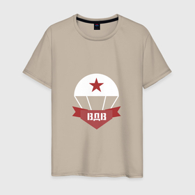 Мужская футболка хлопок с принтом Парашют ВДВ в Белгороде, 100% хлопок | прямой крой, круглый вырез горловины, длина до линии бедер, слегка спущенное плечо. | 
