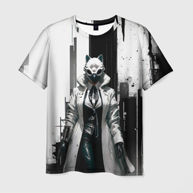 Мужская футболка 3D с принтом Охотница кицунэ в Кировске, 100% полиэфир | прямой крой, круглый вырез горловины, длина до линии бедер | 