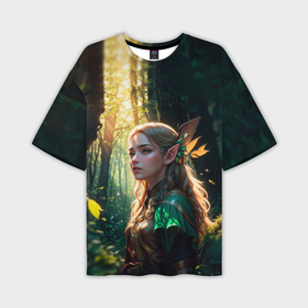 Мужская футболка oversize 3D с принтом Эльфийка в утреннем  лесу в Курске,  |  | 