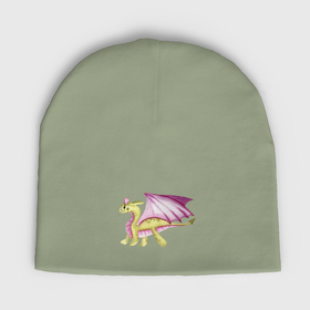 Мужская шапка демисезонная с принтом Зеленый дракон с розовыми крыльями в Петрозаводске,  |  | Тематика изображения на принте: 