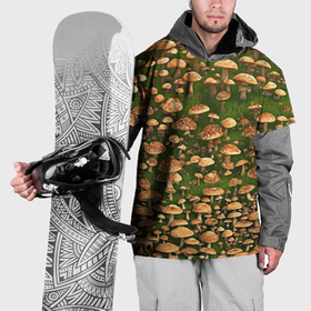 Накидка на куртку 3D с принтом Поле грибов в Петрозаводске, 100% полиэстер |  | Тематика изображения на принте: 