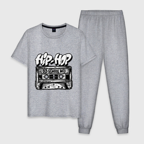 Мужская пижама хлопок с принтом Hip hop oldschool в Кировске, 100% хлопок | брюки и футболка прямого кроя, без карманов, на брюках мягкая резинка на поясе и по низу штанин
 | 