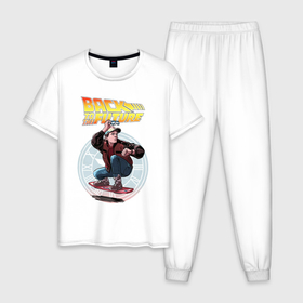 Мужская пижама хлопок с принтом Marty hoverboard , 100% хлопок | брюки и футболка прямого кроя, без карманов, на брюках мягкая резинка на поясе и по низу штанин
 | Тематика изображения на принте: 
