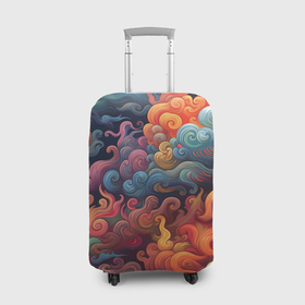 Чехол для чемодана 3D с принтом Цветные  облака , 86% полиэфир, 14% спандекс | двустороннее нанесение принта, прорези для ручек и колес | 