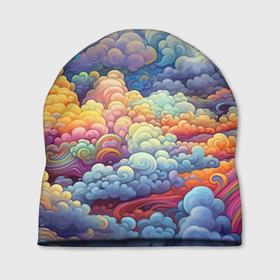 Шапка 3D с принтом Цветные фэнтази облака в Тюмени, 100% полиэстер | универсальный размер, печать по всей поверхности изделия | Тематика изображения на принте: 