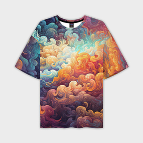 Мужская футболка oversize 3D с принтом Яркие  цветные облака в Белгороде,  |  | Тематика изображения на принте: 
