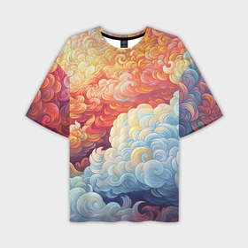 Мужская футболка oversize 3D с принтом Цветные яркие  облака в Белгороде,  |  | Тематика изображения на принте: 
