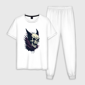 Мужская пижама хлопок с принтом Devils breath в Екатеринбурге, 100% хлопок | брюки и футболка прямого кроя, без карманов, на брюках мягкая резинка на поясе и по низу штанин
 | 