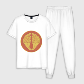 Мужская пижама хлопок с принтом Клан Сага Total War: Shogun 2 в Кировске, 100% хлопок | брюки и футболка прямого кроя, без карманов, на брюках мягкая резинка на поясе и по низу штанин
 | 