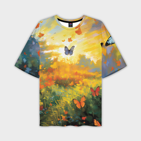Мужская футболка oversize 3D с принтом Бабочки лето ,  |  | 