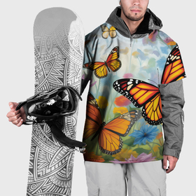 Накидка на куртку 3D с принтом Яркие бабочки в Новосибирске, 100% полиэстер |  | 