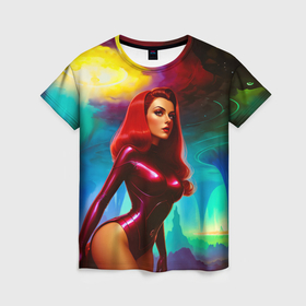 Женская футболка 3D с принтом Девушка на планете бурь в Кировске, 100% полиэфир ( синтетическое хлопкоподобное полотно) | прямой крой, круглый вырез горловины, длина до линии бедер | 