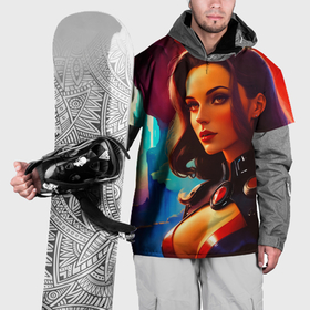 Накидка на куртку 3D с принтом Девушка в каньоне на чужой планете в Екатеринбурге, 100% полиэстер |  | Тематика изображения на принте: 