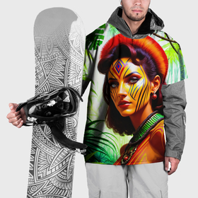 Накидка на куртку 3D с принтом Девушка воин в боевой раскраске в Петрозаводске, 100% полиэстер |  | 