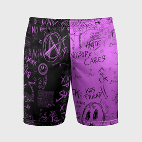 Мужские шорты спортивные с принтом Dead inside purple black в Курске,  |  | 