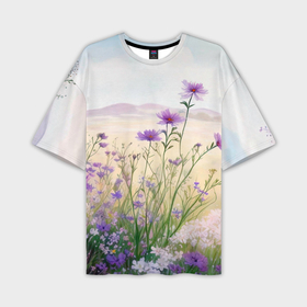 Мужская футболка oversize 3D с принтом Цветущие полевые цветы в Санкт-Петербурге,  |  | 