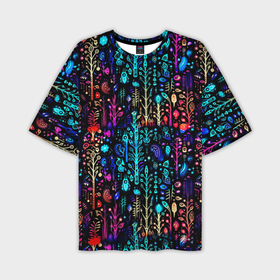 Мужская футболка oversize 3D с принтом Флуоресцентные Цветы в Курске,  |  | 