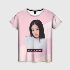 Женская футболка 3D с принтом Jennie   Kim   Blackpink в Тюмени, 100% полиэфир ( синтетическое хлопкоподобное полотно) | прямой крой, круглый вырез горловины, длина до линии бедер | 
