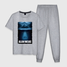 Мужская пижама хлопок с принтом История Алана Вейка в Белгороде, 100% хлопок | брюки и футболка прямого кроя, без карманов, на брюках мягкая резинка на поясе и по низу штанин
 | 