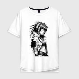 Мужская футболка хлопок Oversize с принтом Cool girl   anime   neural network в Тюмени, 100% хлопок | свободный крой, круглый ворот, “спинка” длиннее передней части | 
