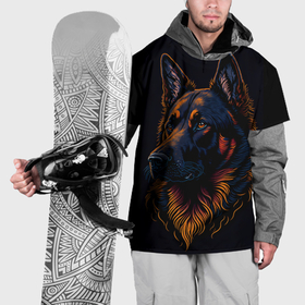 Накидка на куртку 3D с принтом Немецкая овчарка   иллюстрация в Кировске, 100% полиэстер |  | 
